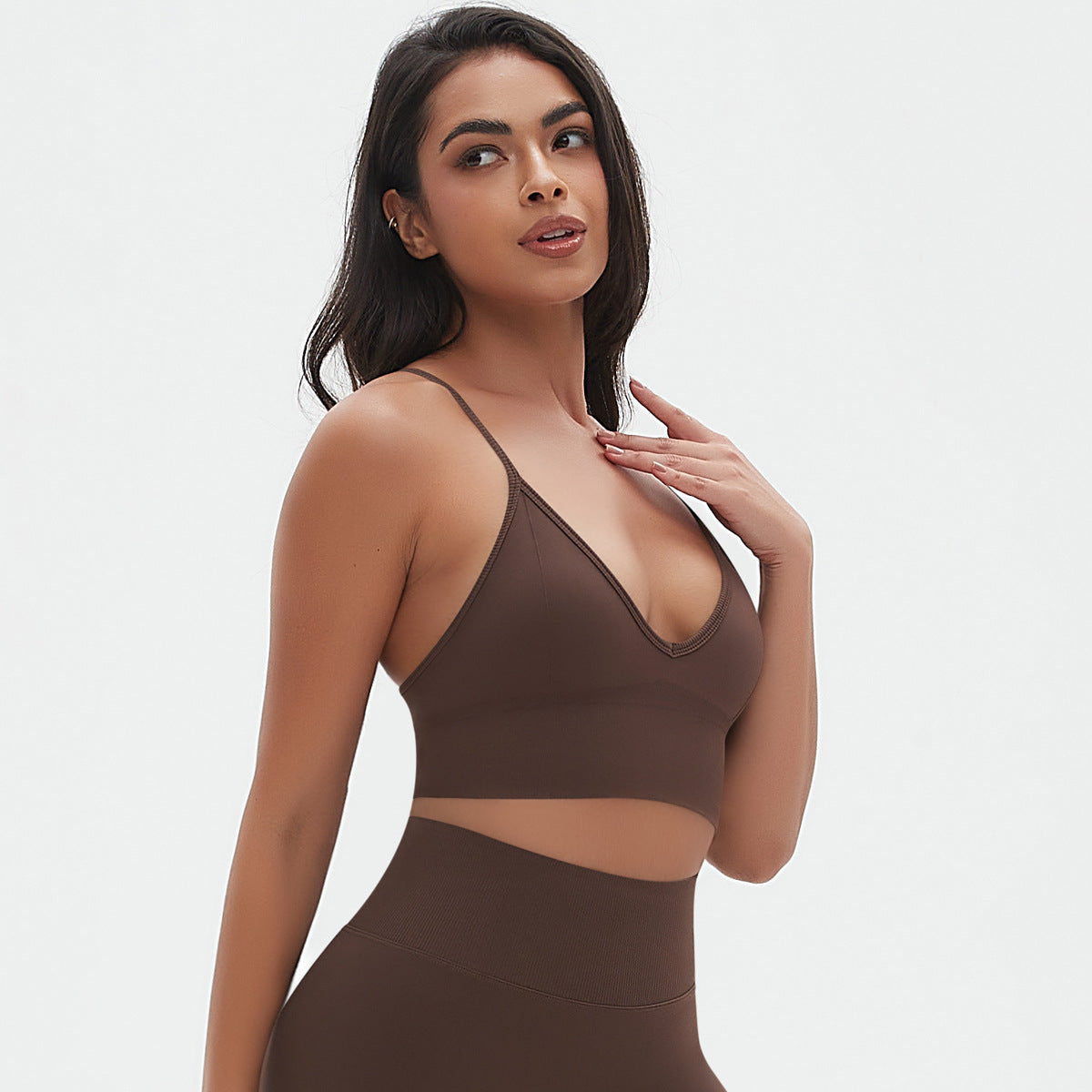 Deep U neck sports bra