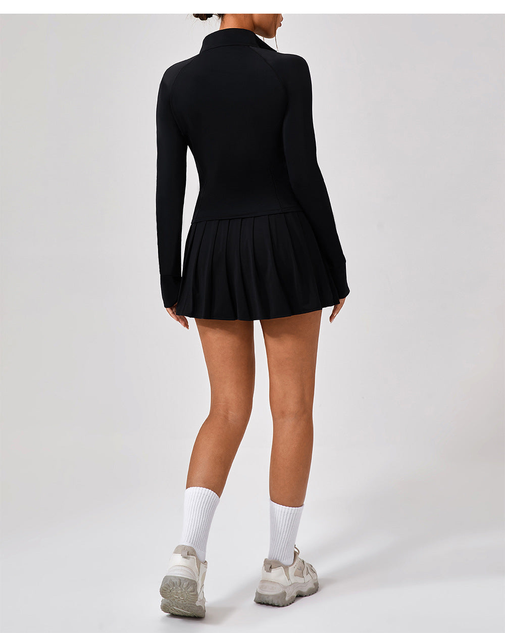 High collar zip front top