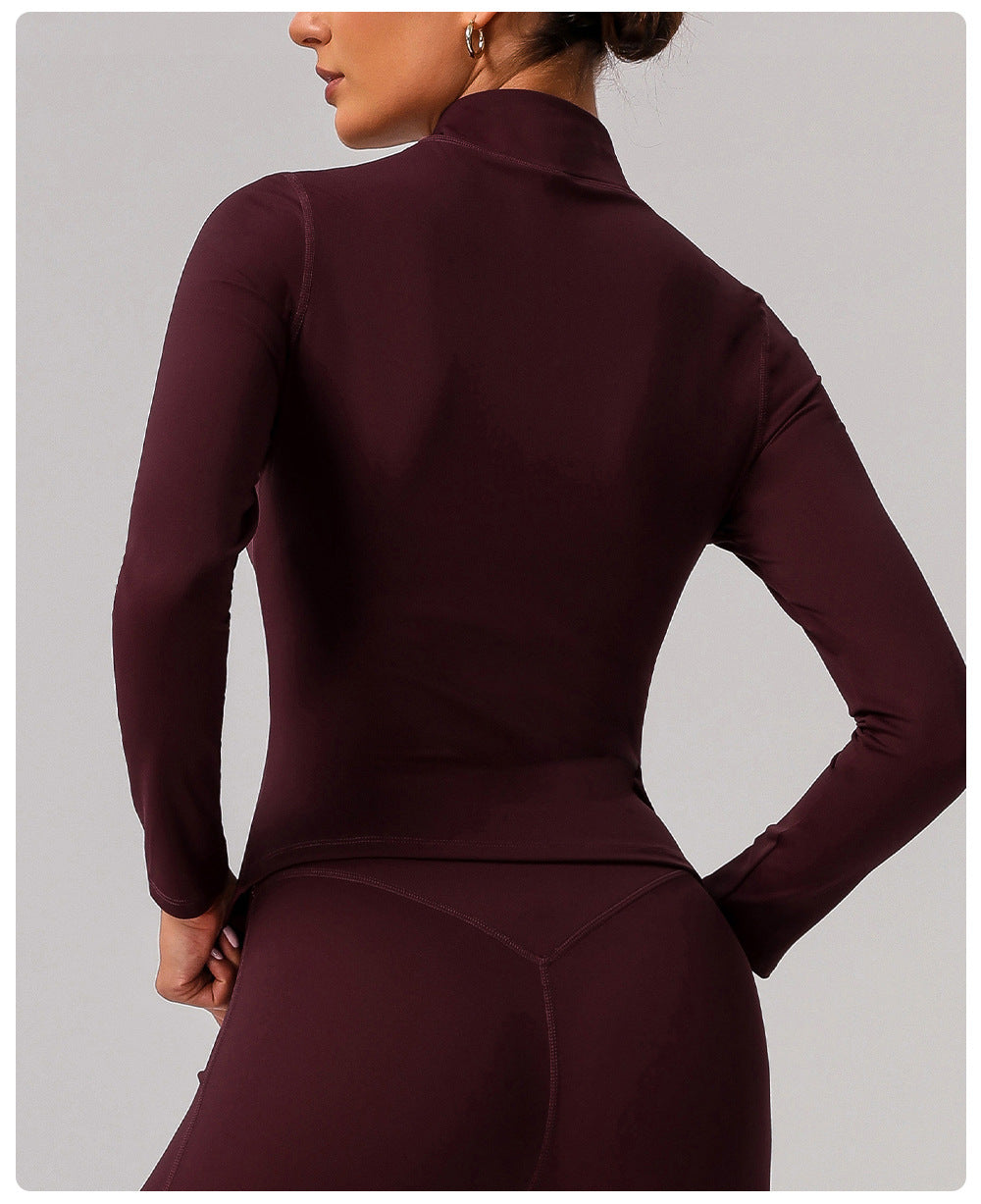 Zip front high neck jacket