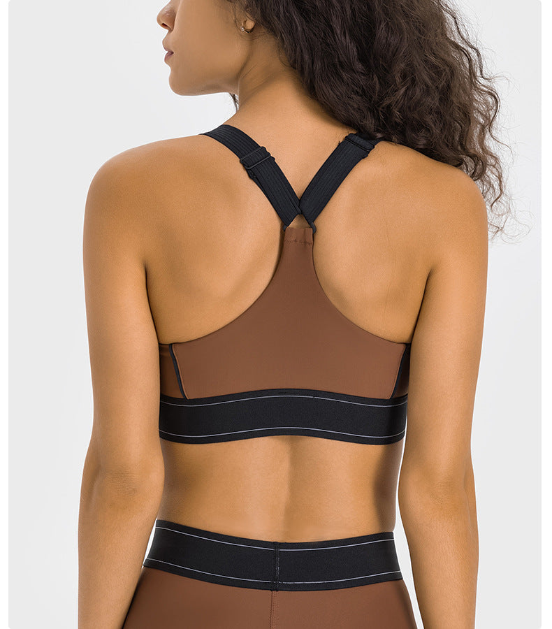 Contrast detail high support bra