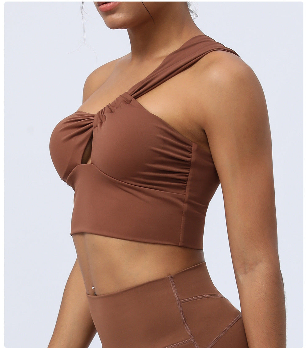 One shoulder sports bra