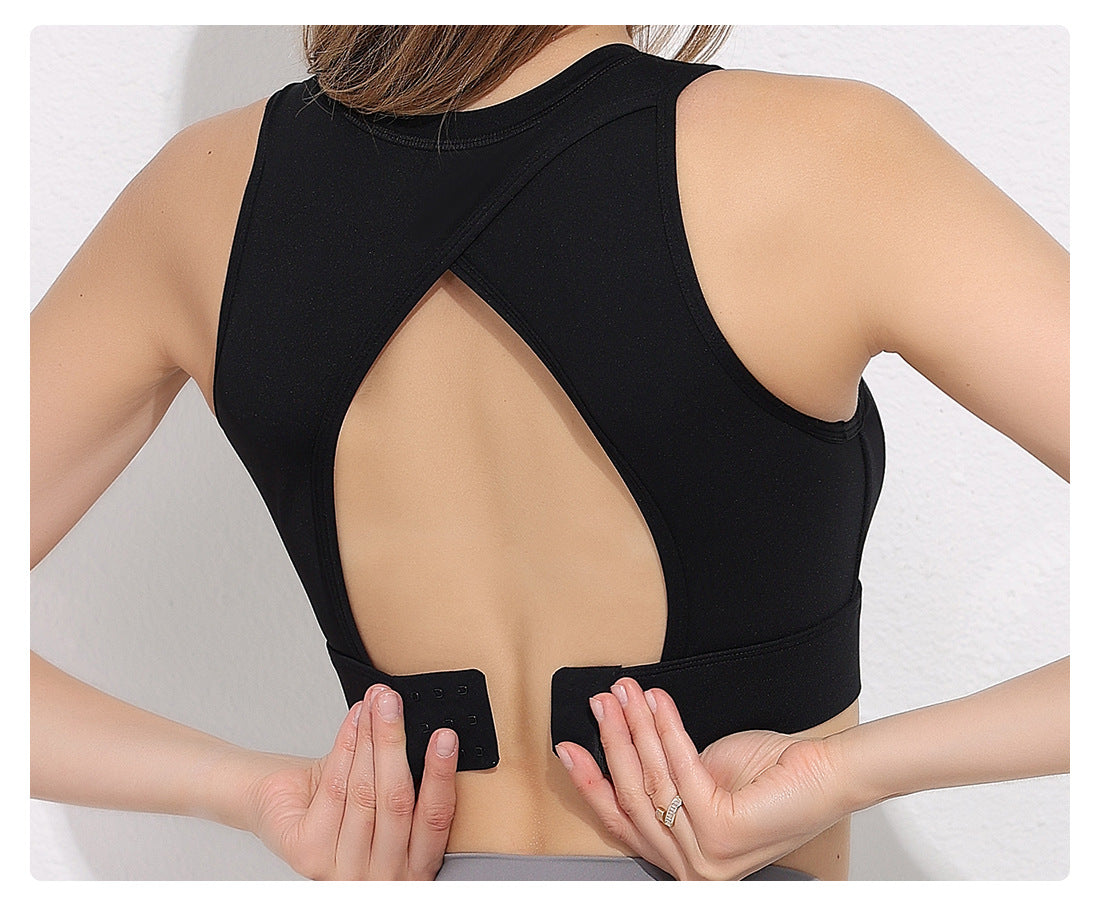 Cross back high support bra