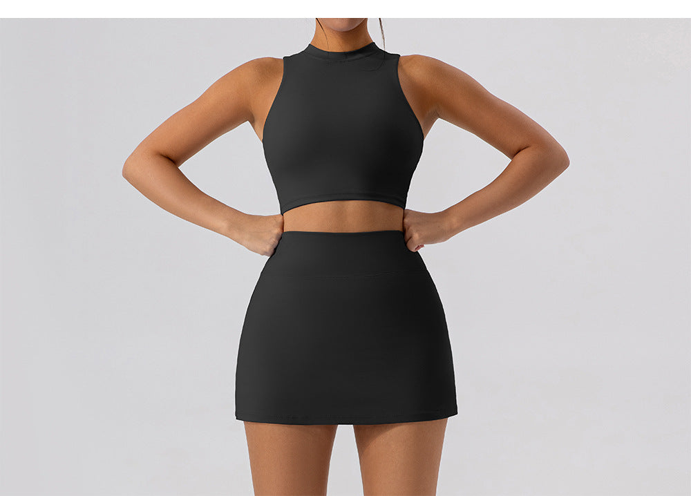 High neck sleeveless cropped vest