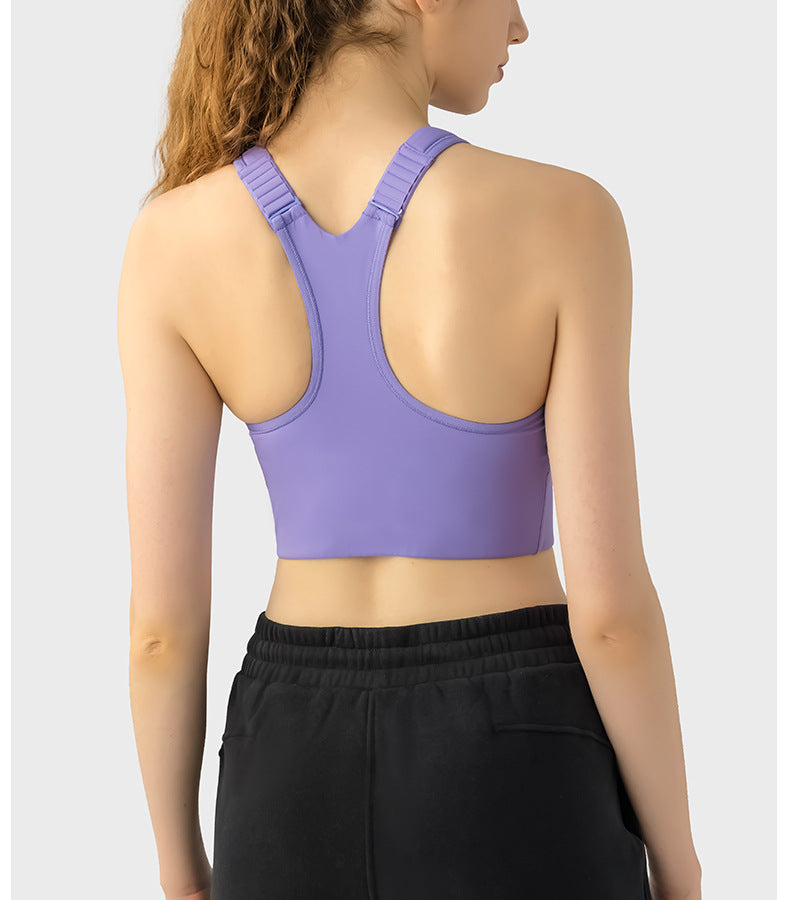 Zip front sports bra