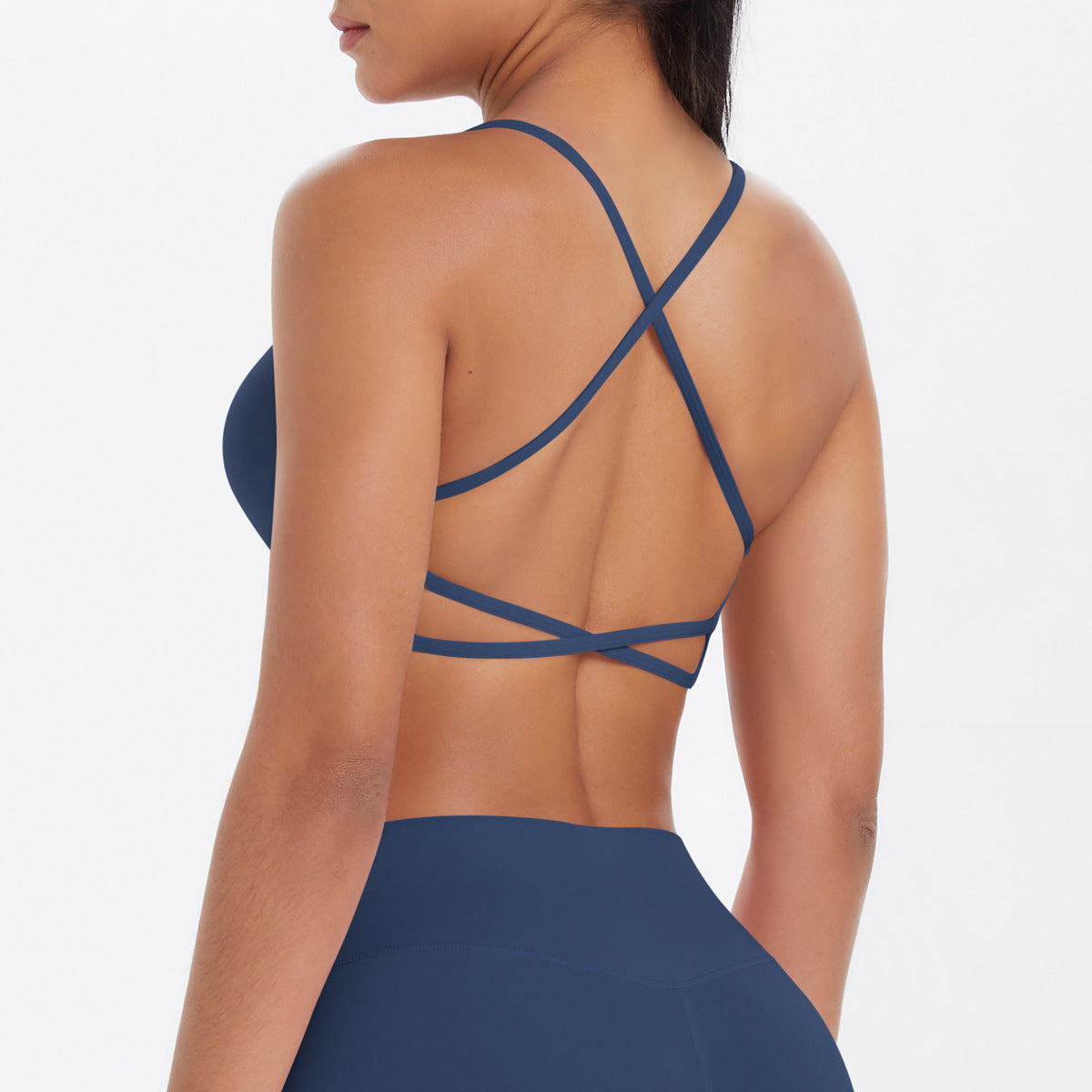 Cross over back sports bra