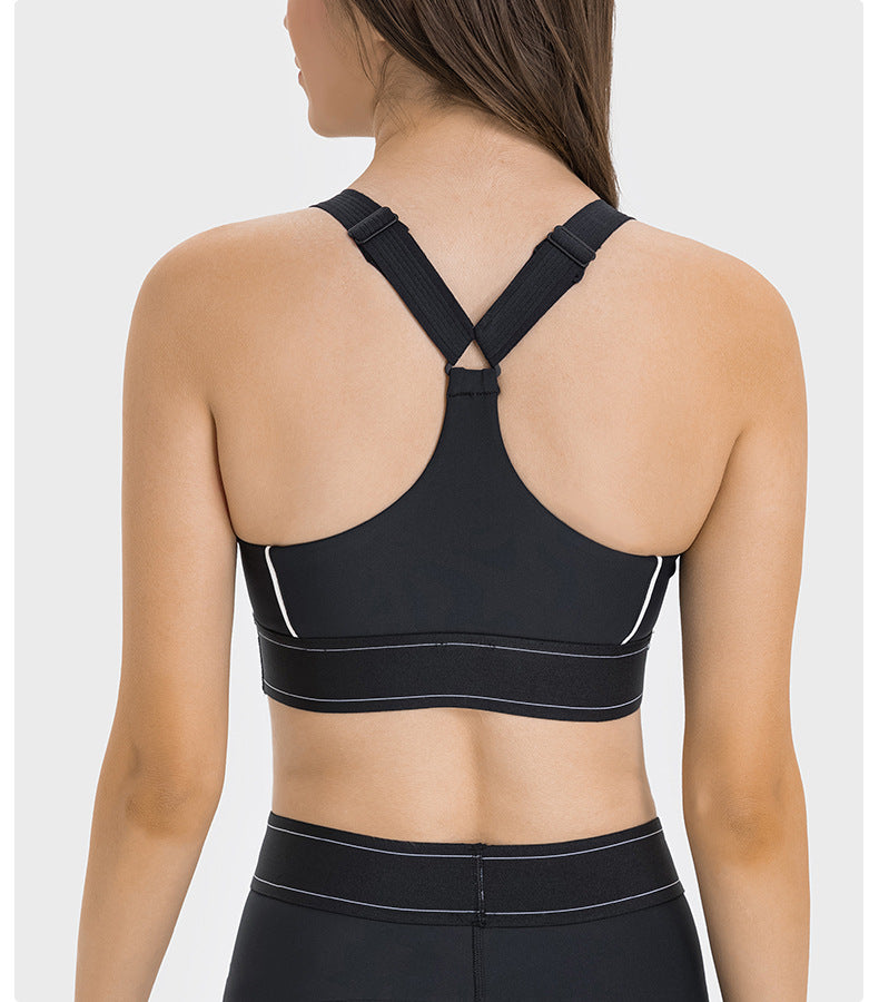Contrast detail high support bra