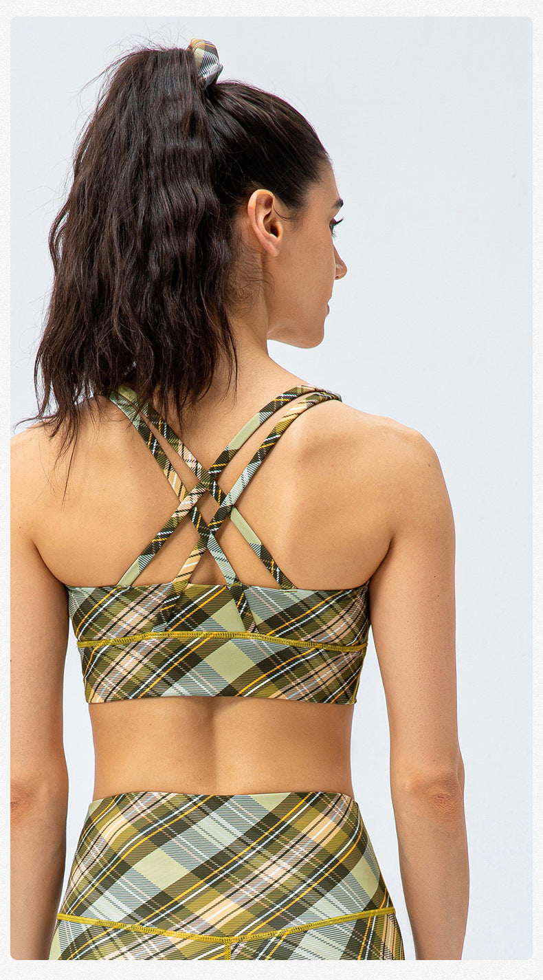 Plaid sports bra