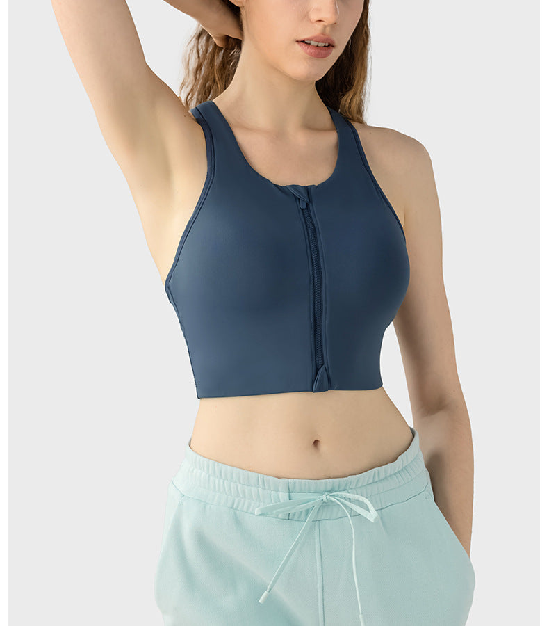Zip front sports bra