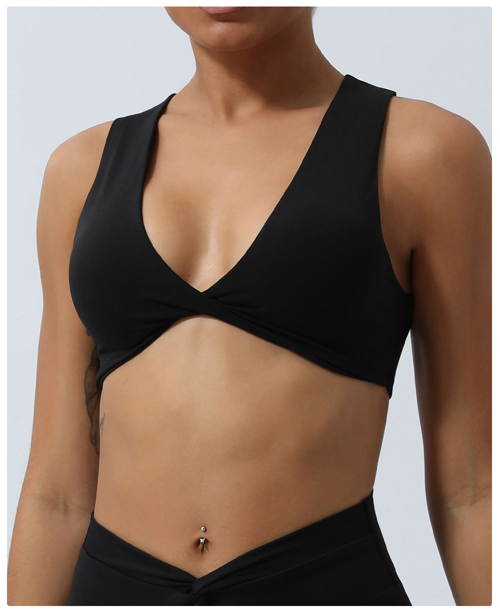 Twisted front sports bra