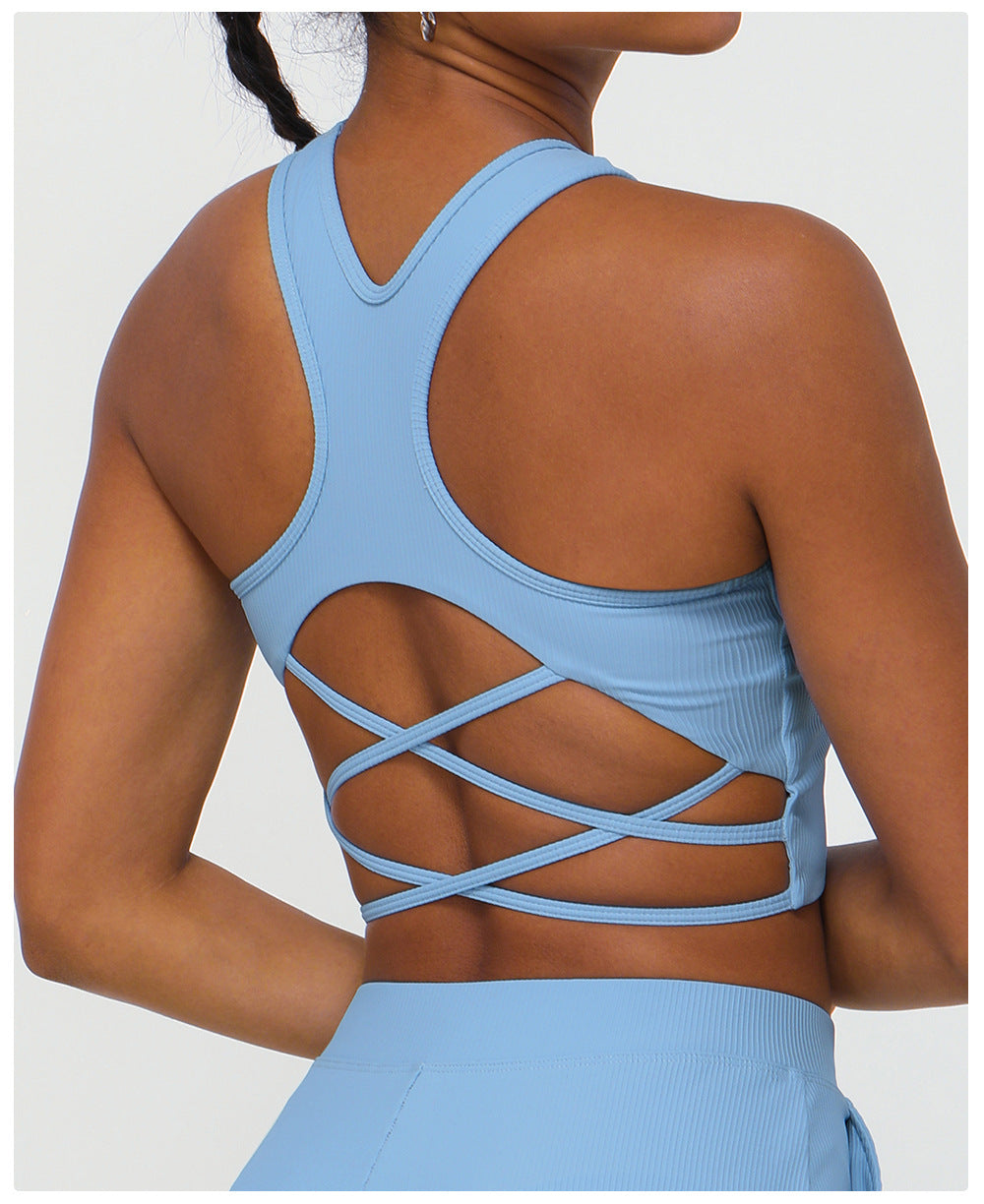Cross back sports bra