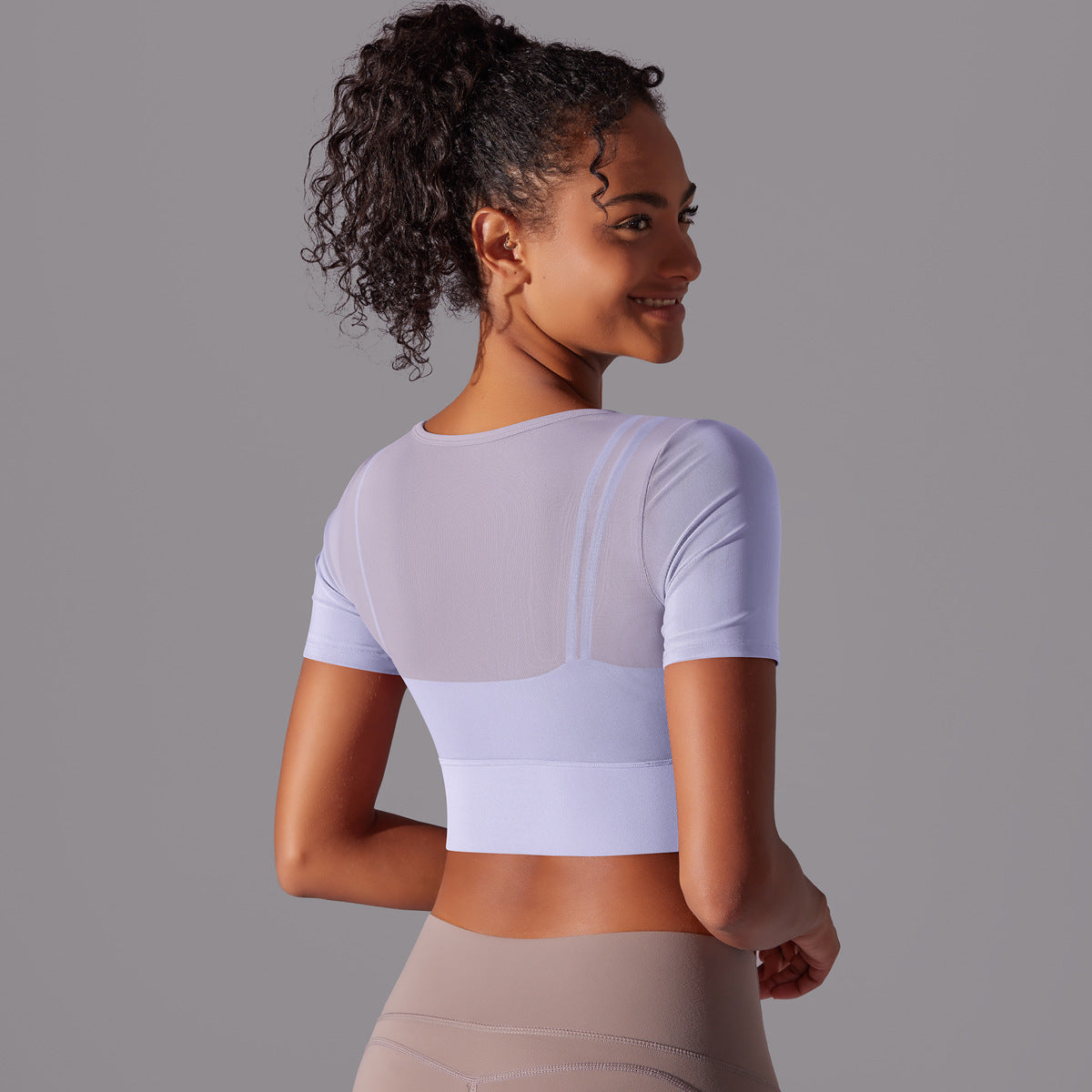 Mesh sleeve high support top