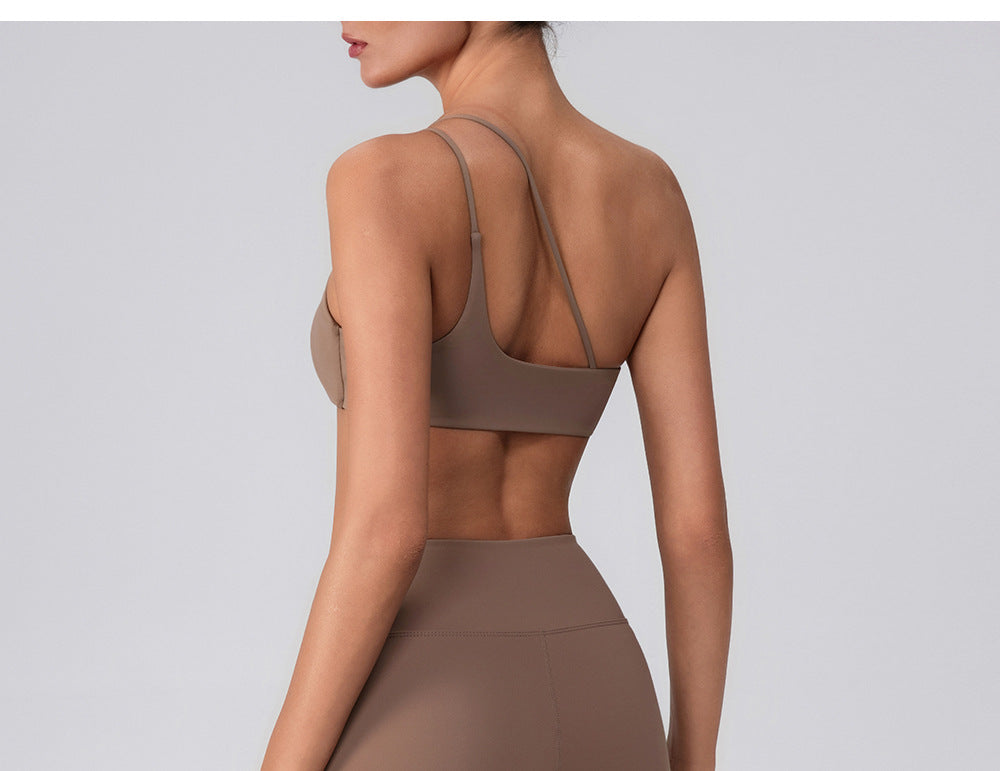 One shoulder sports bra