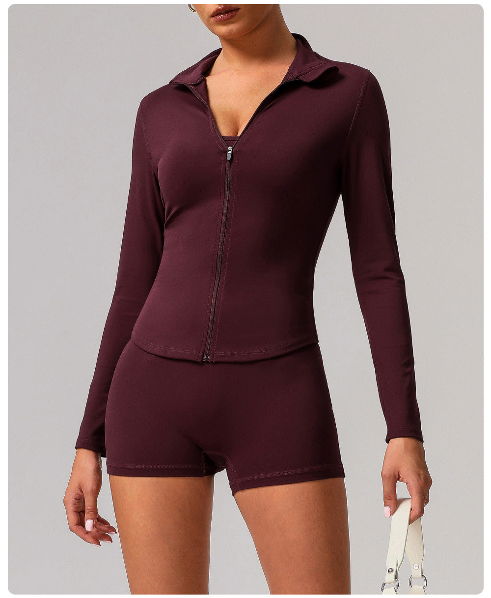 Zip front high neck jacket