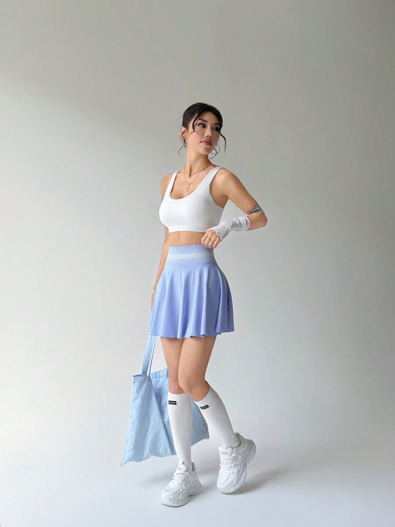 Jacquard waist tennis skirt