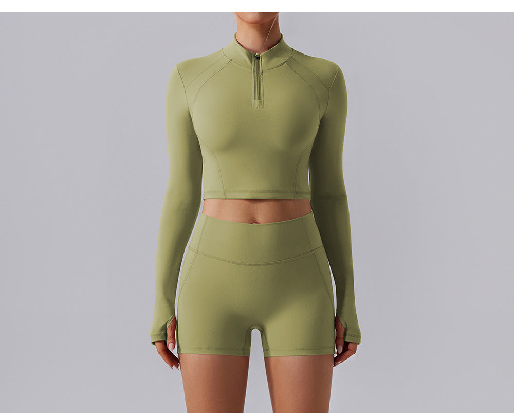 Zip front cropped top