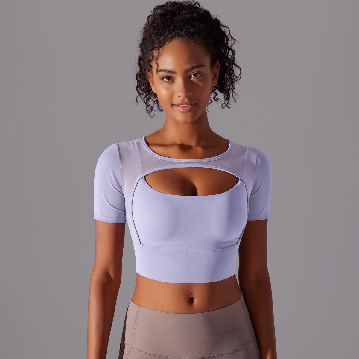Mesh sleeve high support top