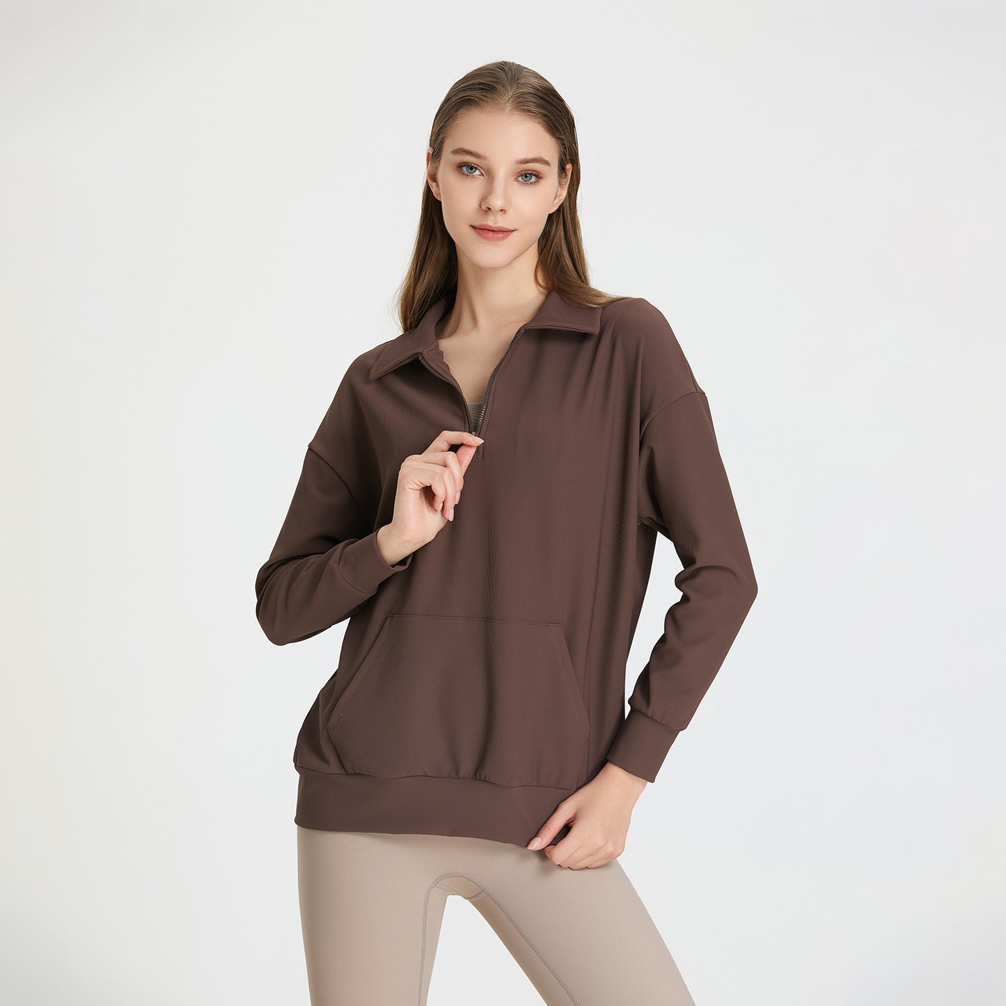 Rib collar sweater