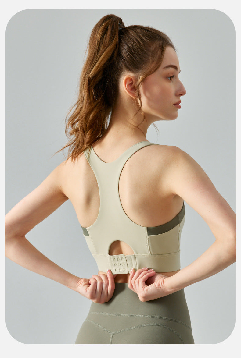 Contrast detail high support bra