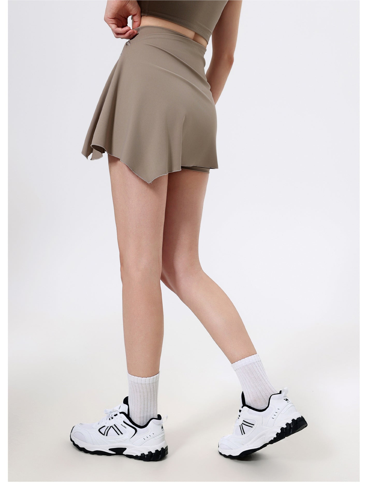 Asymmetric hem fitness skort