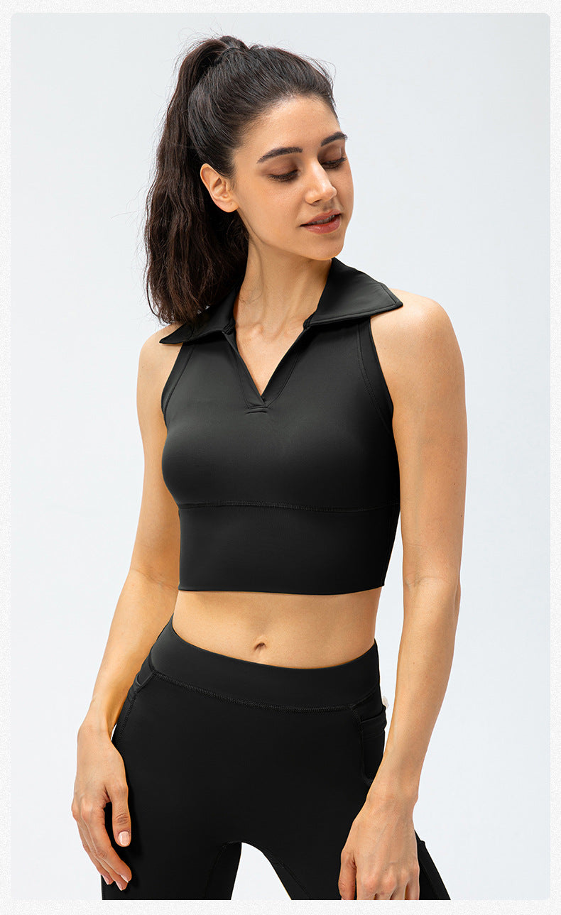 Collared high support top
