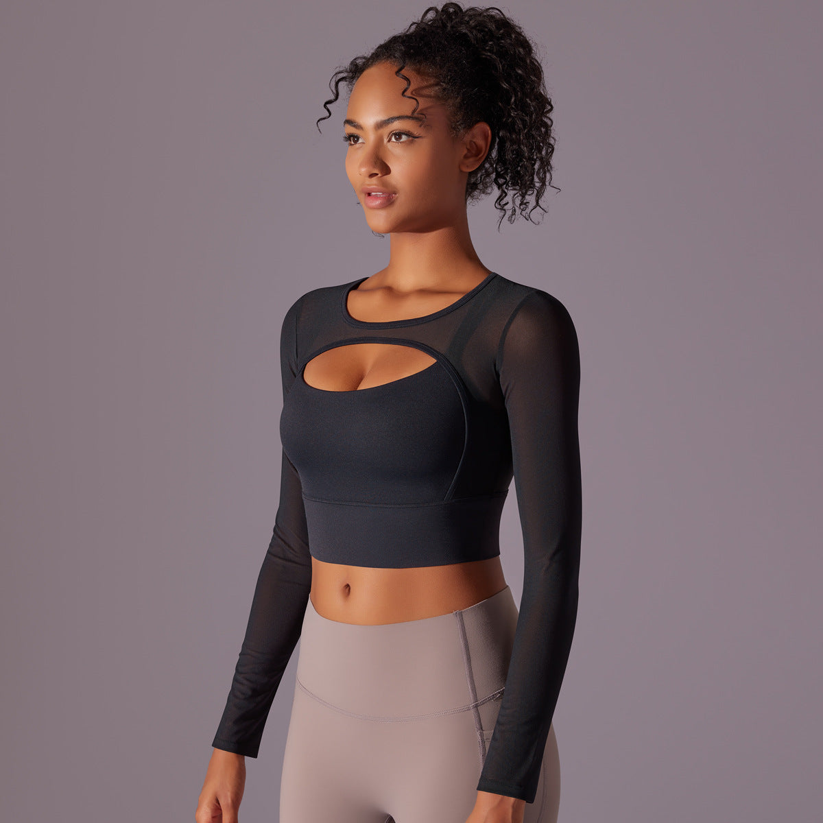 Mesh sleeve padded top