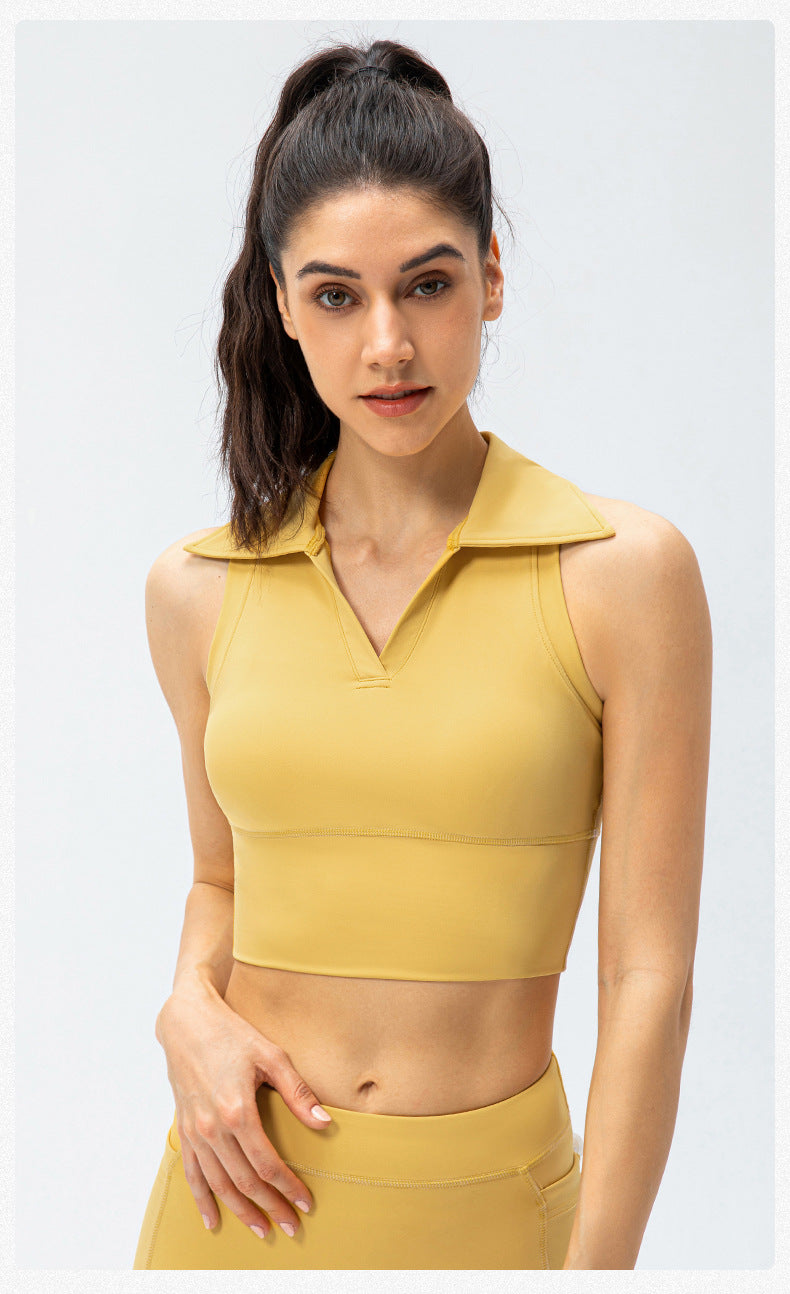 Collared high support top
