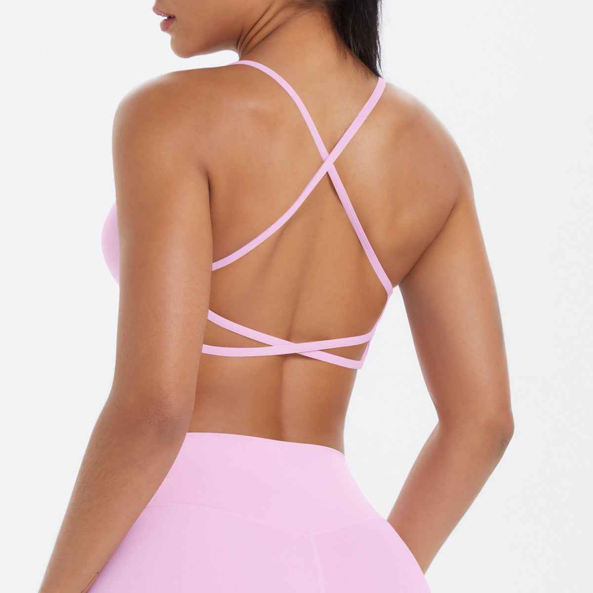 Cross over back sports bra
