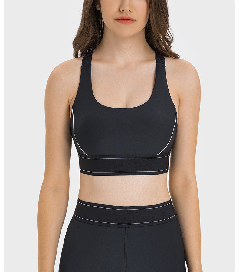 Contrast detail high support bra