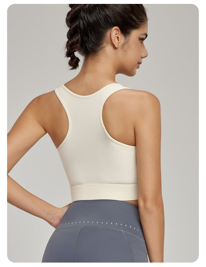 Zip front high support bra