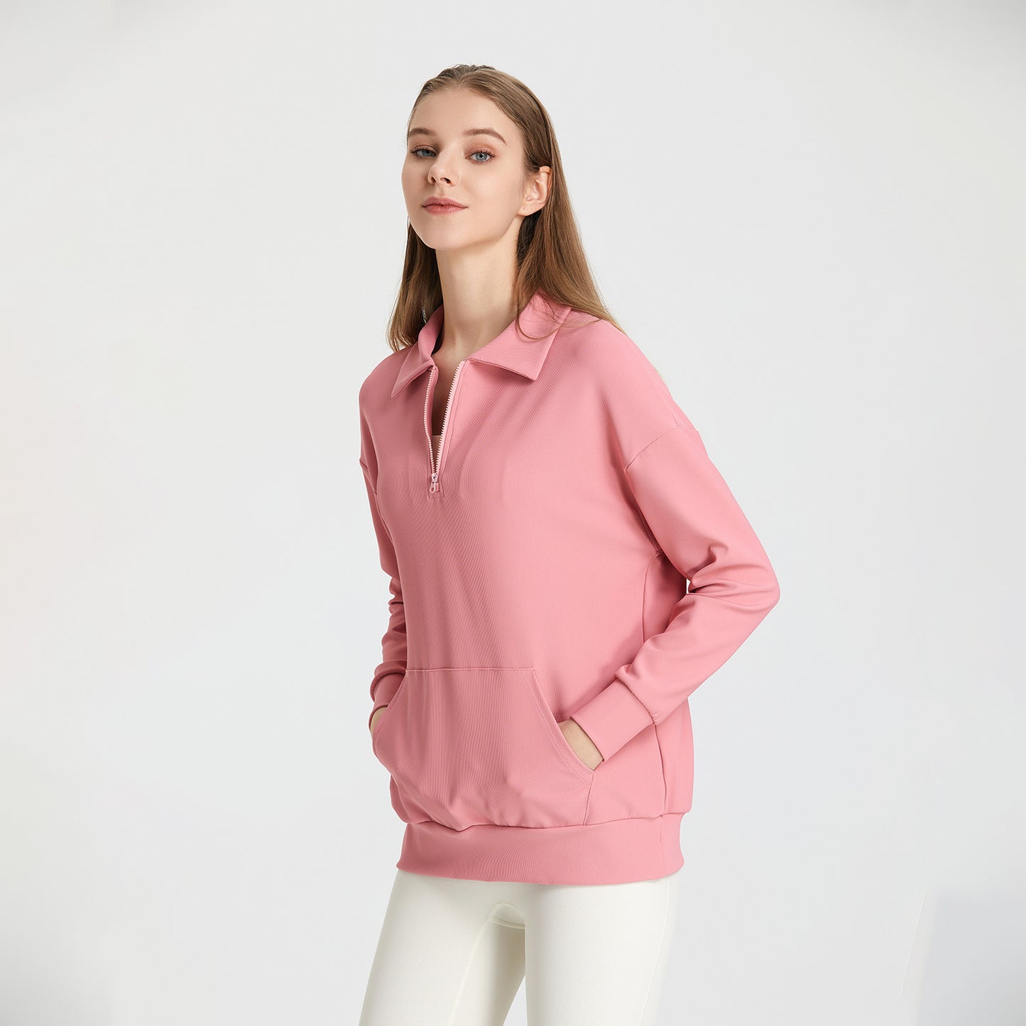 Rib collar sweater