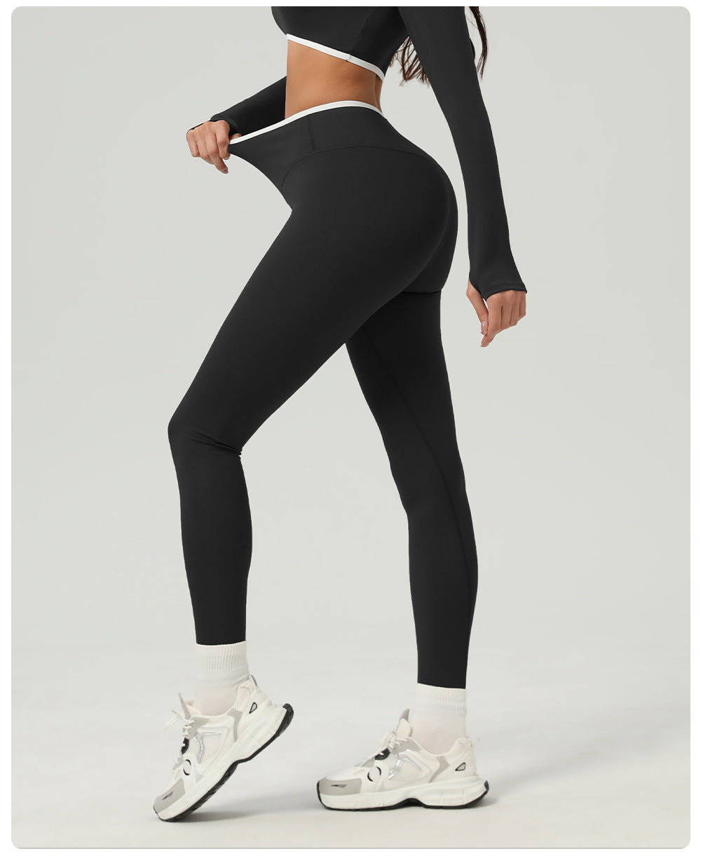 Contrast trim waist leggings