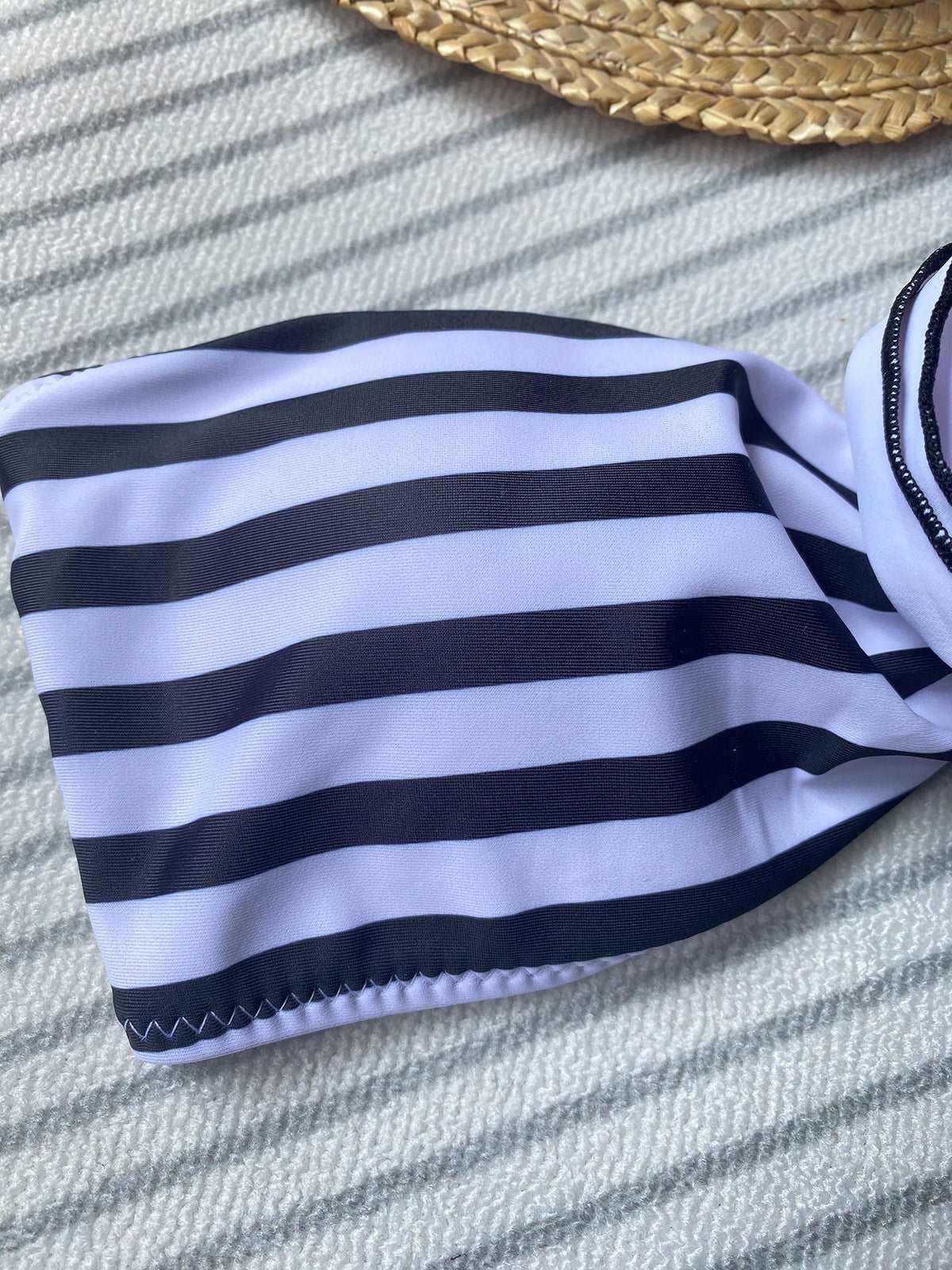 Bandeau bikini set with floral trim
