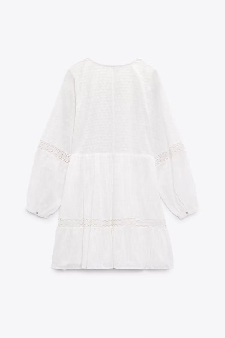Lace insert cotton dress