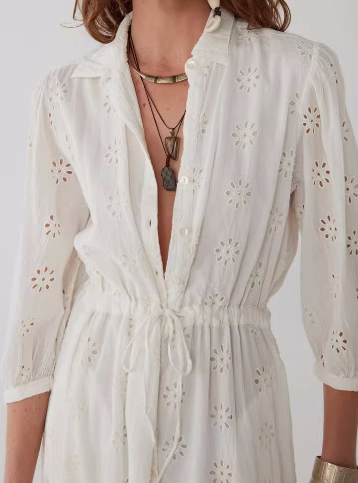 Embroidered Cotton maxi dress