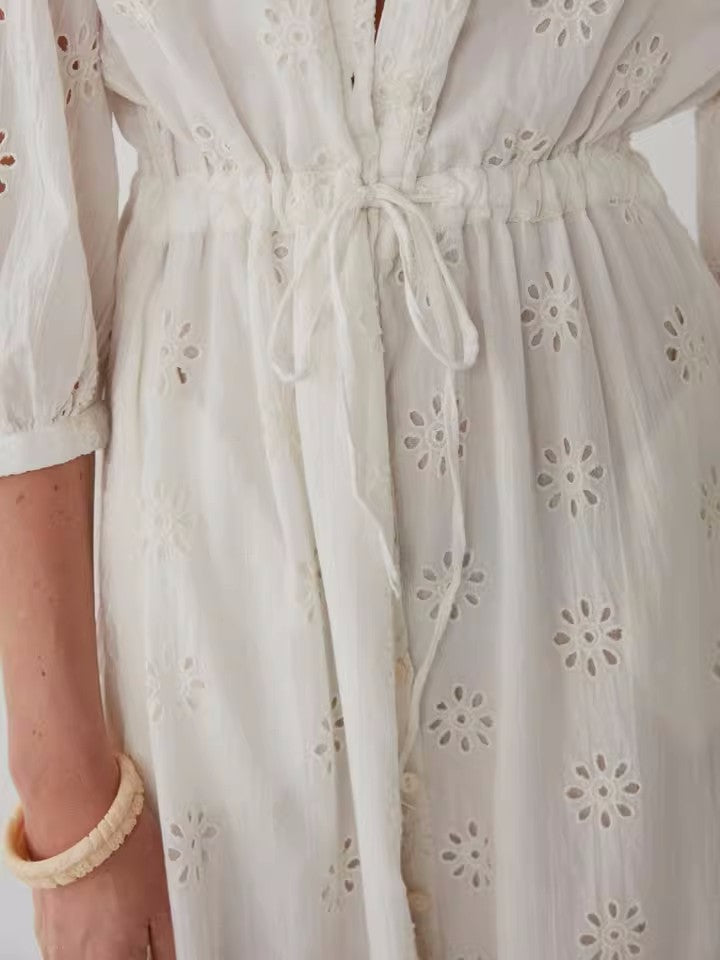 Embroidered Cotton maxi dress