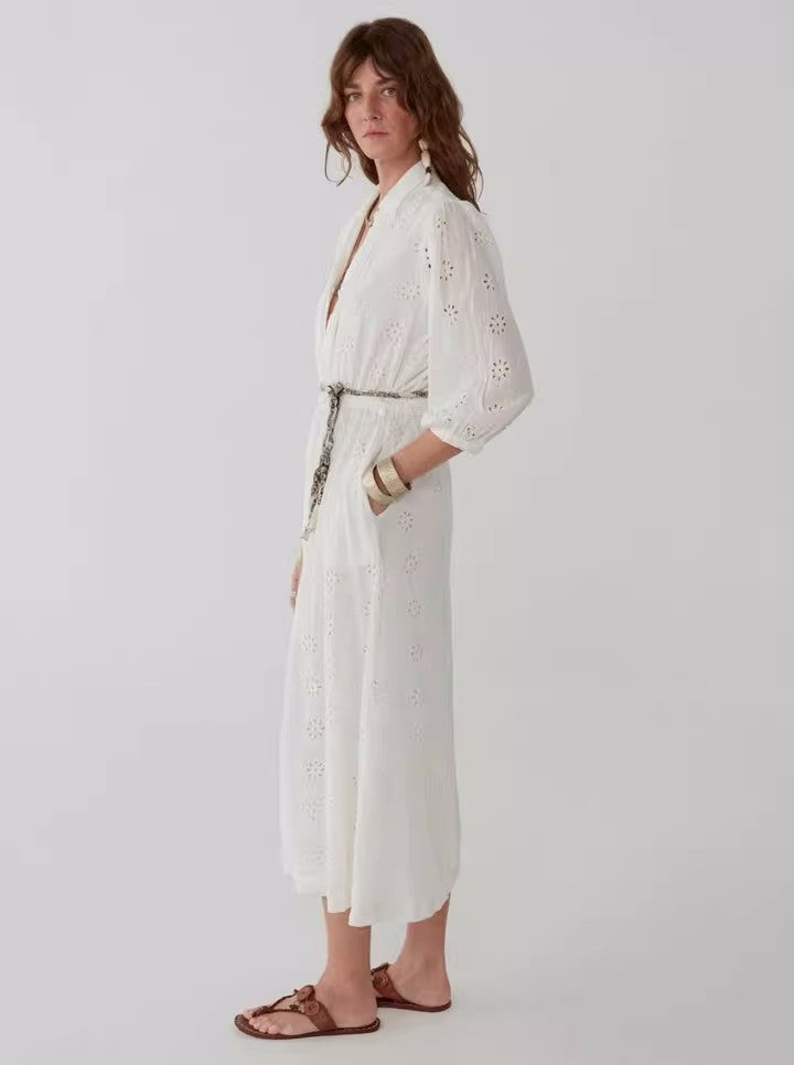 Embroidered Cotton maxi dress
