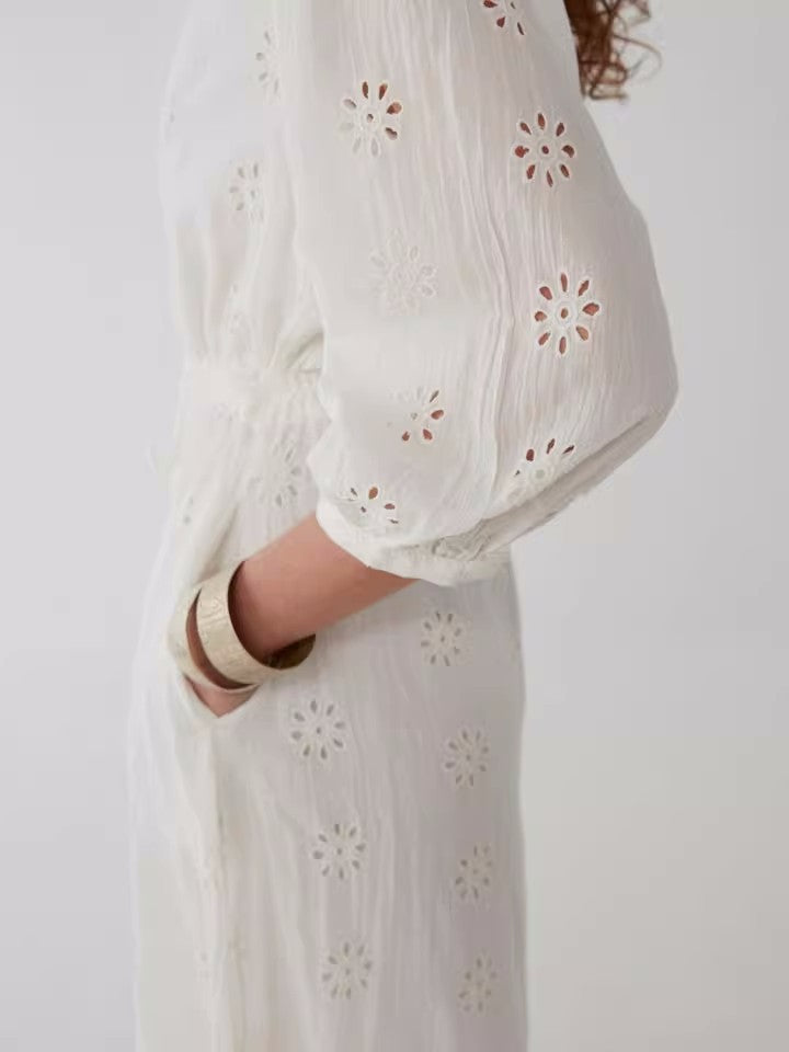Embroidered Cotton maxi dress