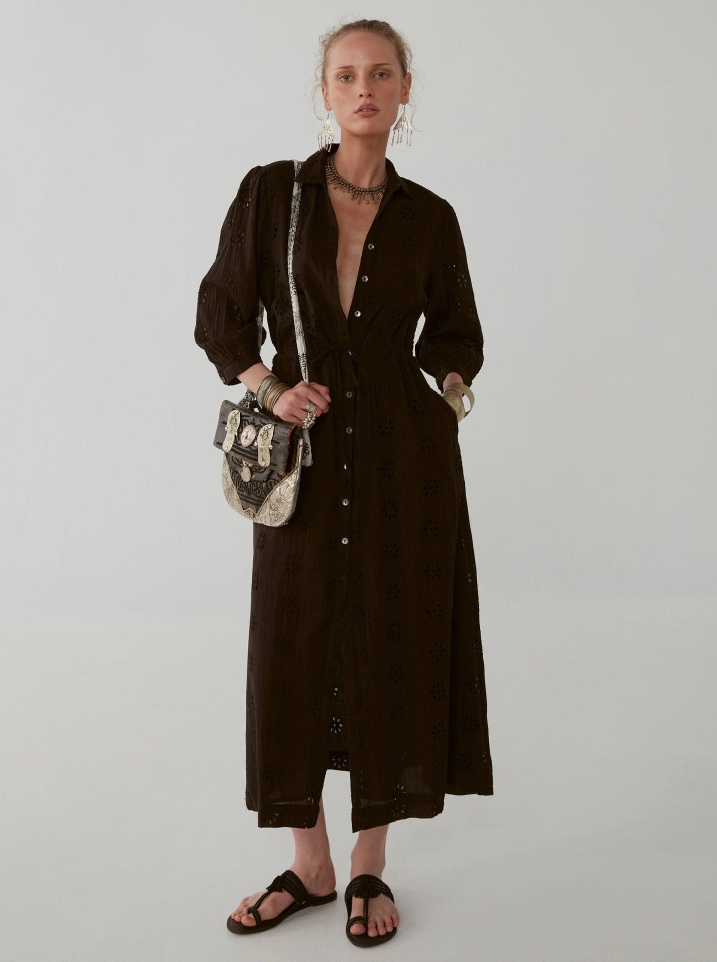 Embroidered Cotton maxi dress