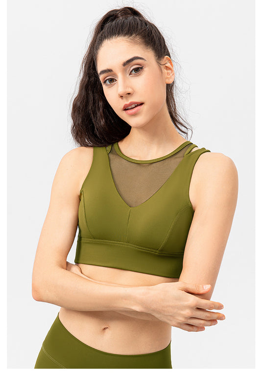 Mesh insert sports bra