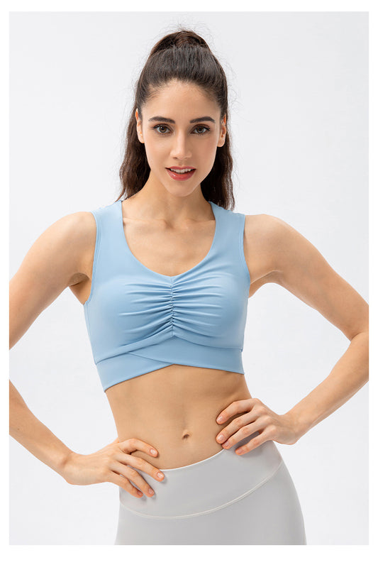 Gathered front sports bra