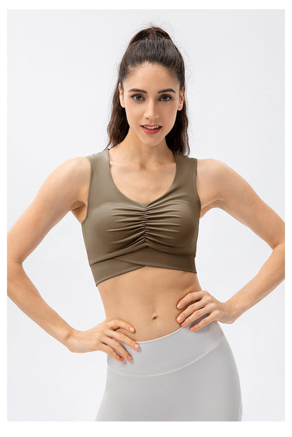 Gathered front sports bra
