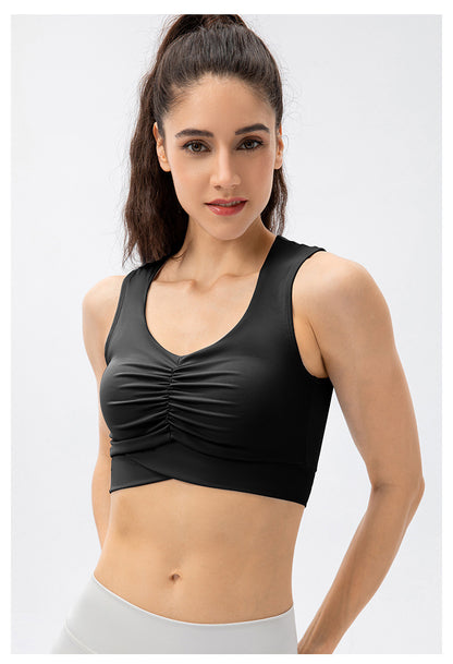 Gathered front sports bra