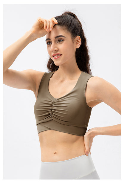 Gathered front sports bra