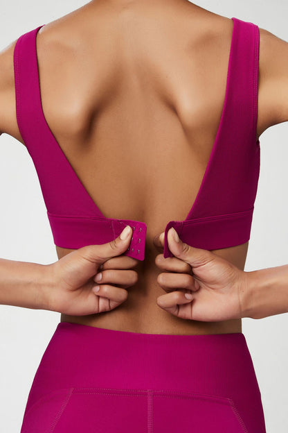 Low back high support sports bra
