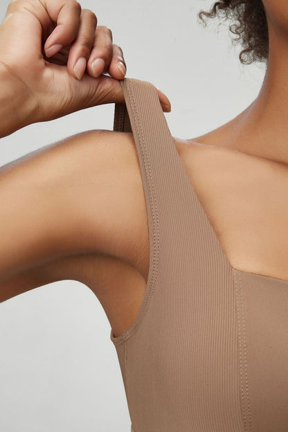Low back high support sports bra