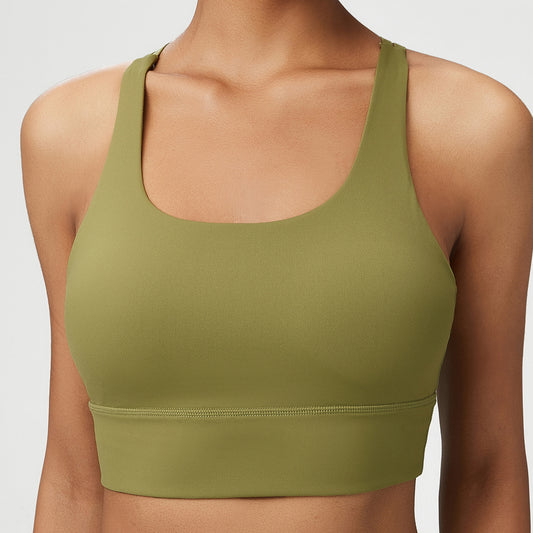 Seamless cross back sports bra