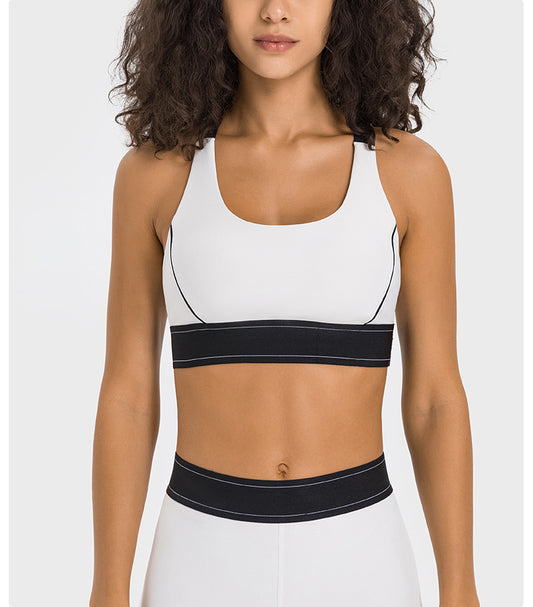 Contrast detail high support bra
