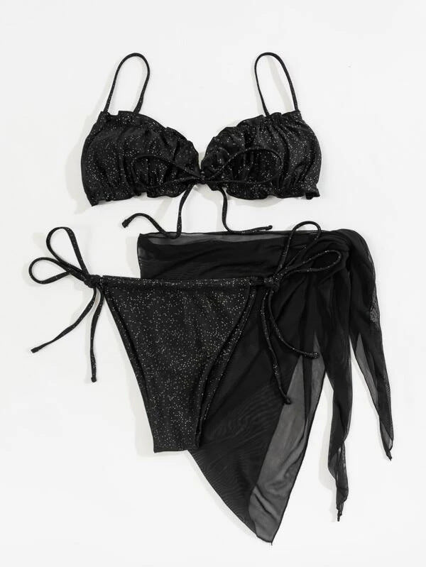 3 piece bikini set with saraong