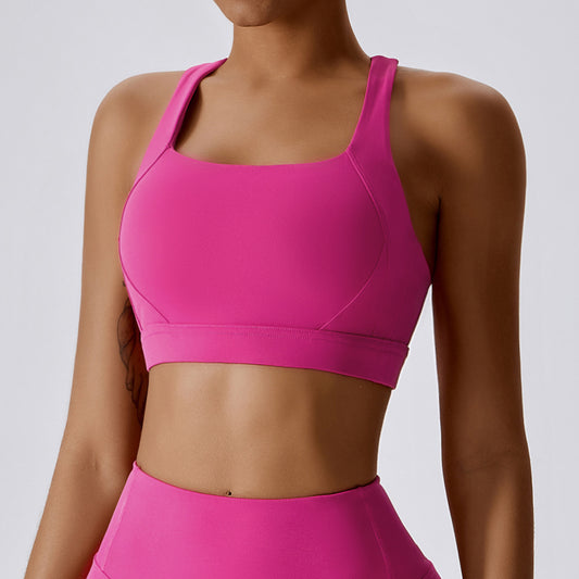High support cross back sports bra