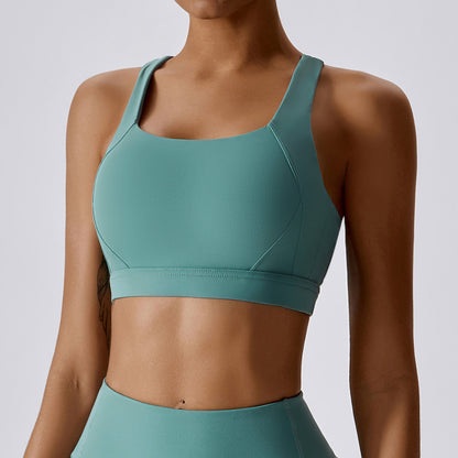 High support cross back sports bra
